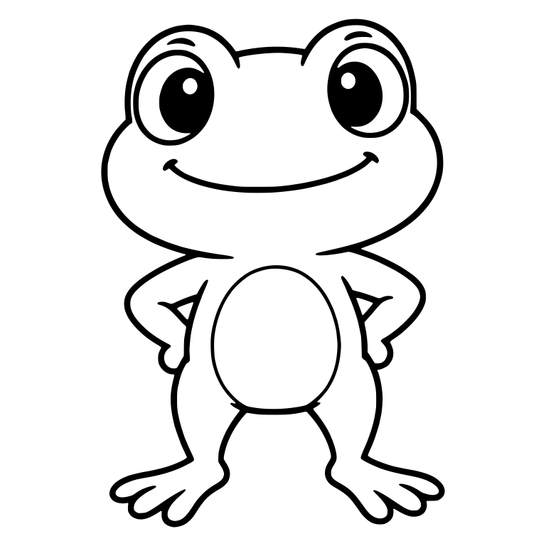 Smiling Chibi Frog Standing Tall with Hands on Hips — free animal SVG cut file