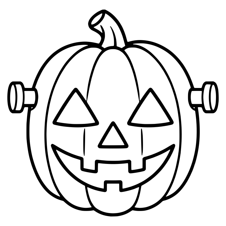 Grinning Jack-o-Lantern With Frankenstein Neck Bolts — free holiday SVG cut file