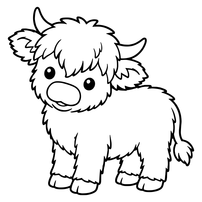 Highland Calf with Tilted Head and Curved Tail — free animal SVG cut file
