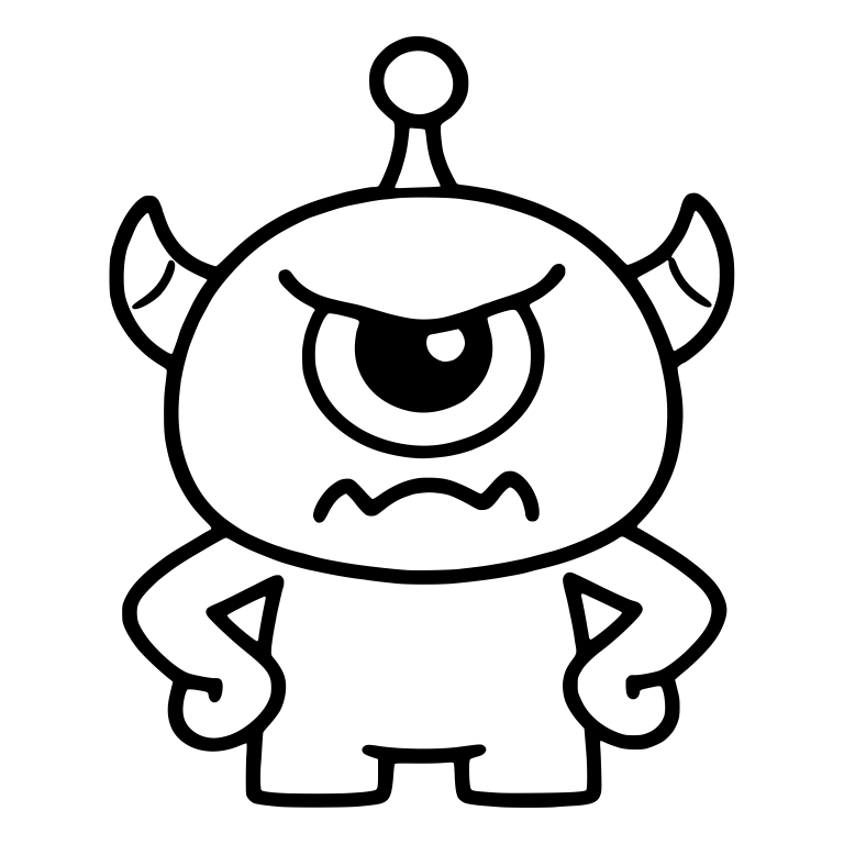 Grumpy One-Eyed Horned Alien With Hands on Hips — free fantasy-creature SVG cut file