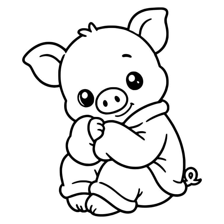 Sitting Piglet in Pajamas With Hands Clasped — free animal SVG cut file