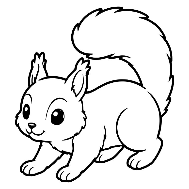 Playful Squirrel Crouching Low with Tufted Ears — free animal SVG cut file