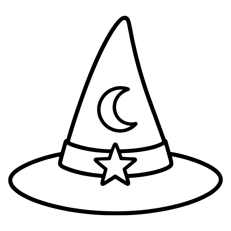 Witch Hat with Crescent Moon and Star on the Band — free objects SVG cut file