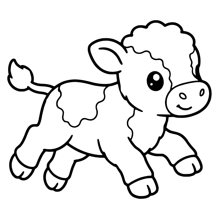 Running Calf With Curly Head Fur and Wavy Patches — free animal SVG cut file
