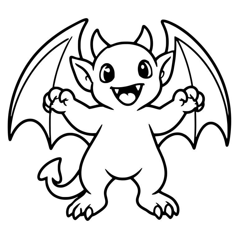 Winged Gargoyle Standing With Paws Raised — free fantasy-creature SVG cut file