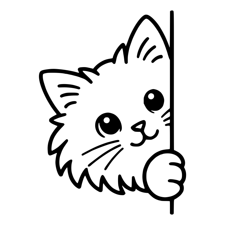 Fluffy Cat Peeking Around Edge Looking Sideways — free animal SVG cut file