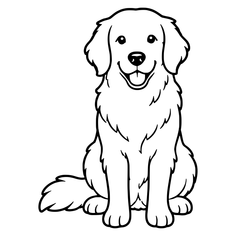 Adult Golden Retriever Sitting with Feathered Tail — free animal SVG cut file