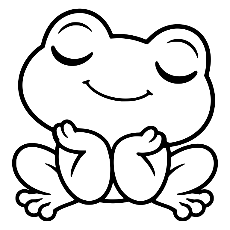 Sleepy Chibi Frog with Hands Under Chin — free animal SVG cut file