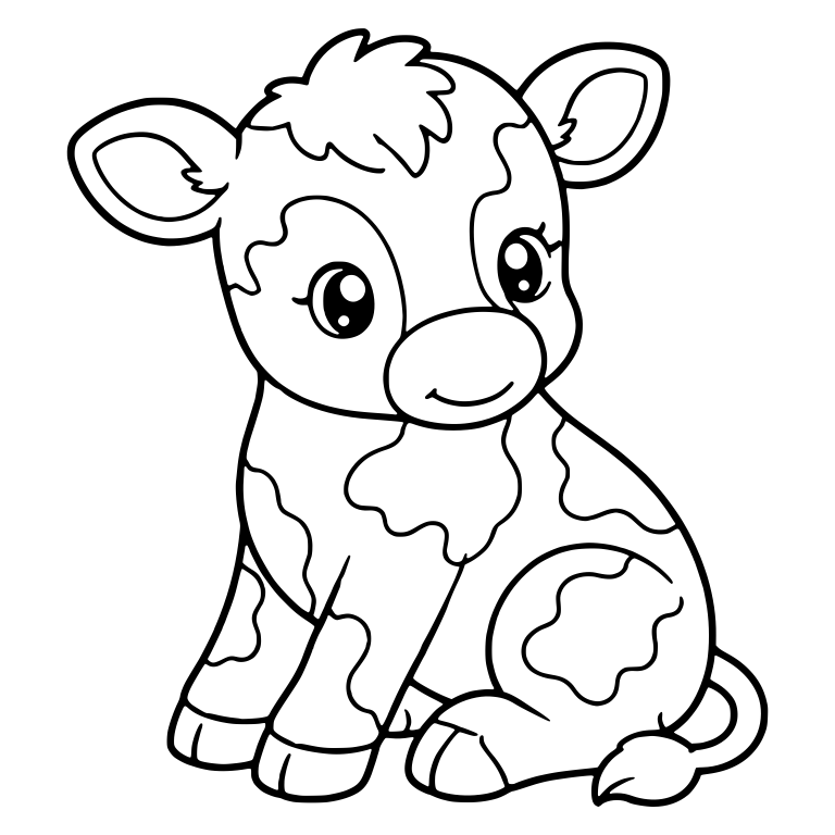Sitting Spotted Calf With Tail Curled Around — free animal SVG cut file