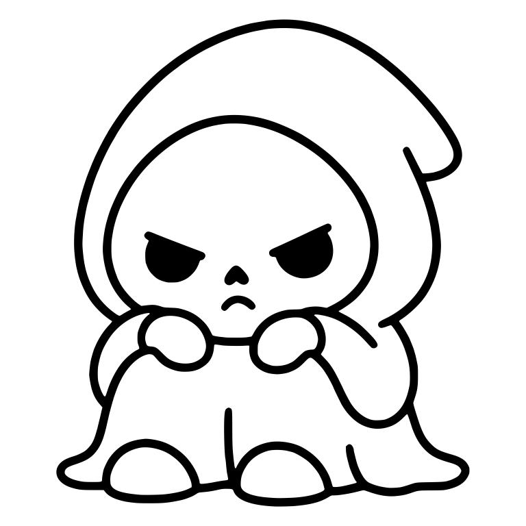 Scowling Grim Reaper Sitting Hunched Forward — free characters SVG cut file