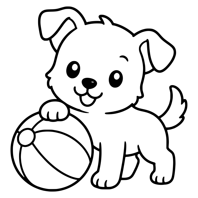 Standing Puppy with Paw on Beach Ball — free animal SVG cut file