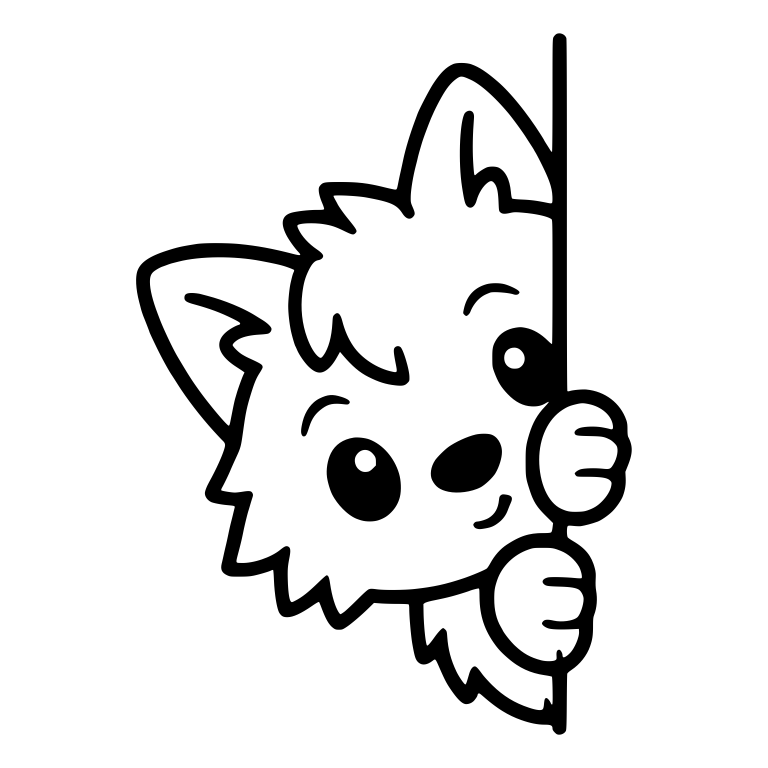Wolf Pup Peeking Around a Vertical Edge — free animal SVG cut file