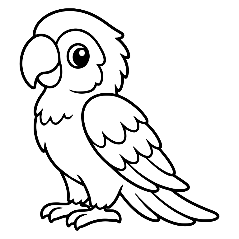 Smiling Macaw Standing in Profile with Big Folded Wing — free animal SVG cut file