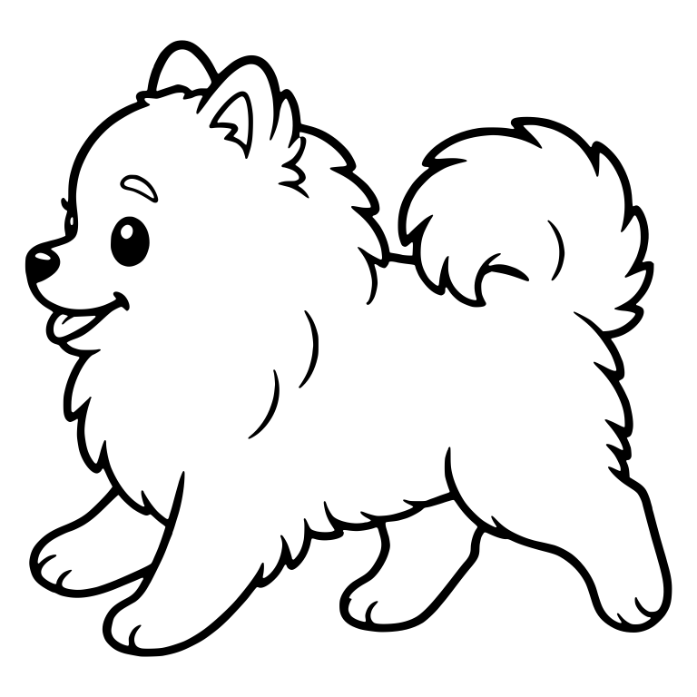 Pomeranian Mid Stride With Tail Curled Over Back — free animal SVG cut file