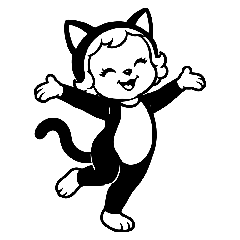 Girl in Black Cat Costume Dancing With Arms Wide — free characters SVG cut file