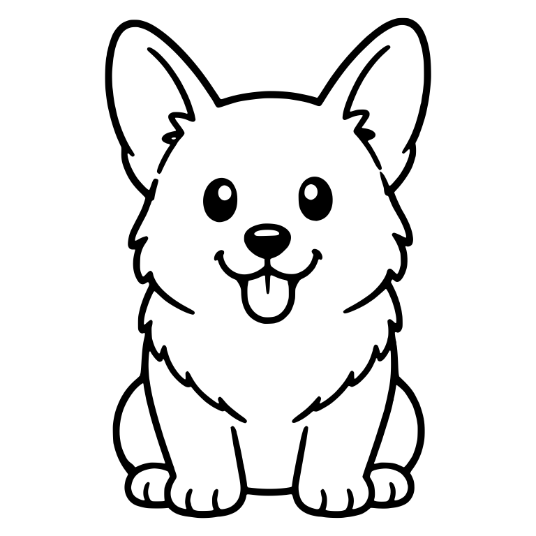 Sitting Corgi With Plain Face and Fluffy Neck Fur — free animal SVG cut file
