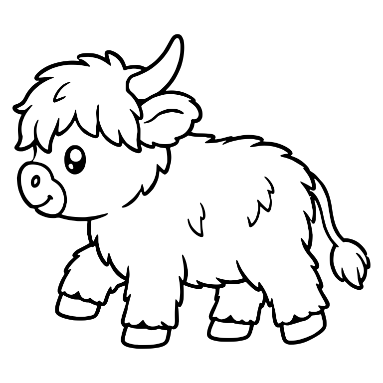 Highland Calf Walking in Side View — free animal SVG cut file