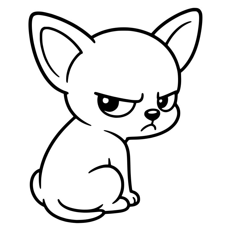 Grumpy Chihuahua Puppy Sitting and Glancing Sideways — free animal SVG cut file