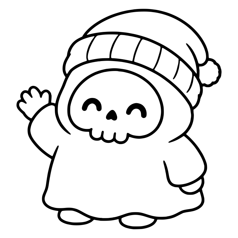 Waving Beanie Reaper With Pom-Pom Hat — free characters SVG cut file