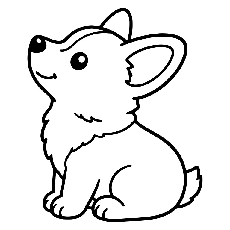 Corgi Puppy Sitting in Profile and Looking Up — free animal SVG cut file
