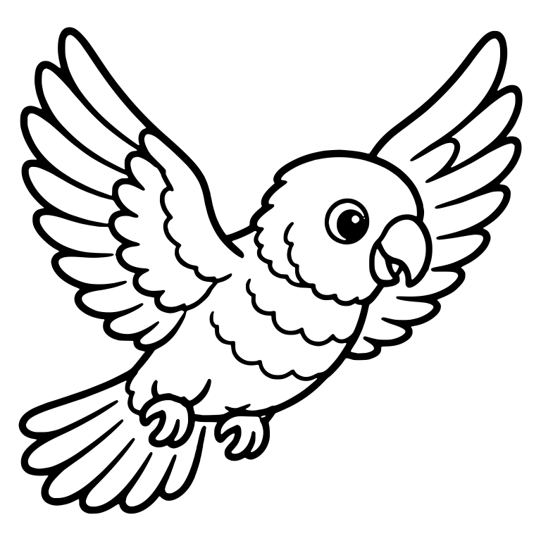 Parrot Soaring With Wide Wings And Ruffled Chest — free animal SVG cut file