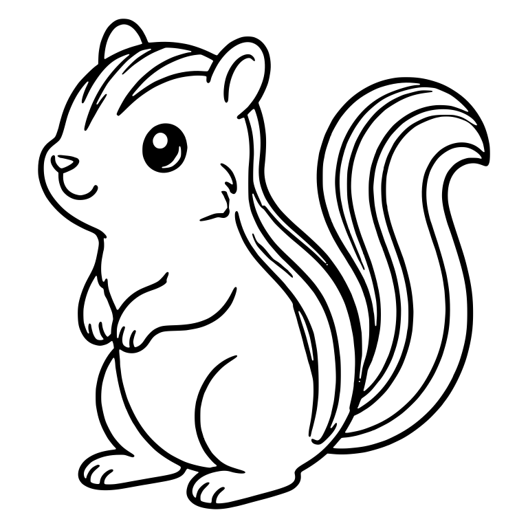 Standing Striped Squirrel With Tall Curled Tail — free animal SVG cut file
