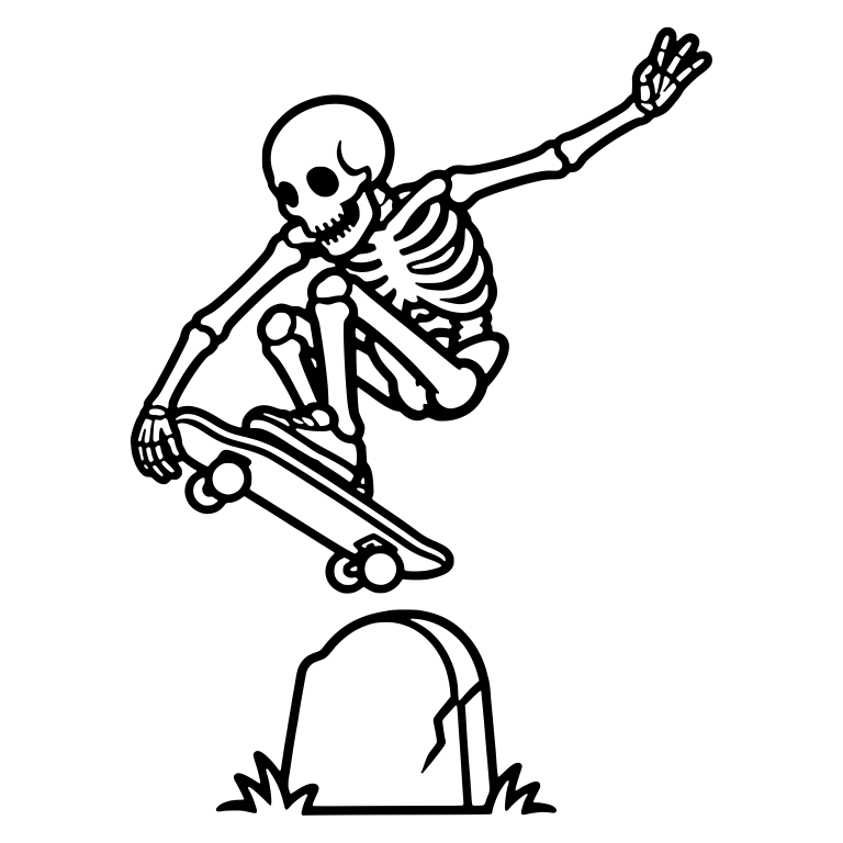 Skeleton Board Grab Over Cracked Gravestone — free skeleton SVG cut file