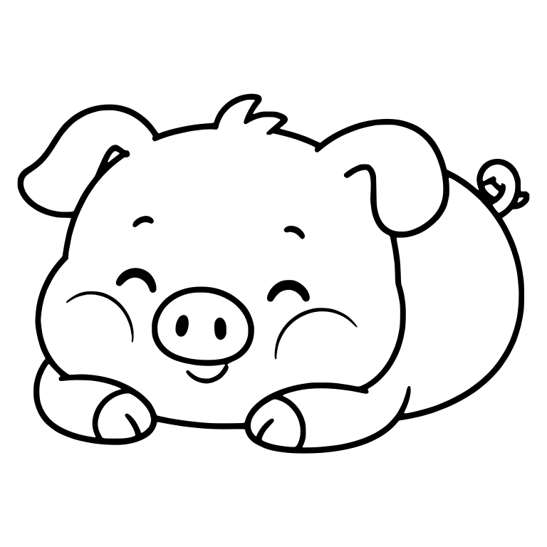 Chubby Cheek Piglet Lying Down and Smiling — free animal SVG cut file