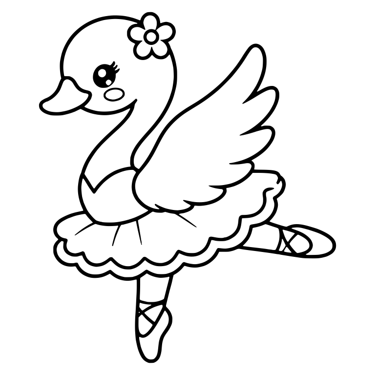Ballerina Swan in Tutu and Pointe Shoes With Flower — free animal SVG cut file