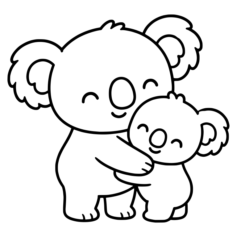 Standing Koala Hugging Little Koala with Closed Eyes — free animal SVG cut file