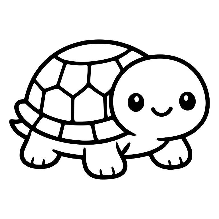 Smiling Turtle Facing Right With Large Shell — free animal SVG cut file