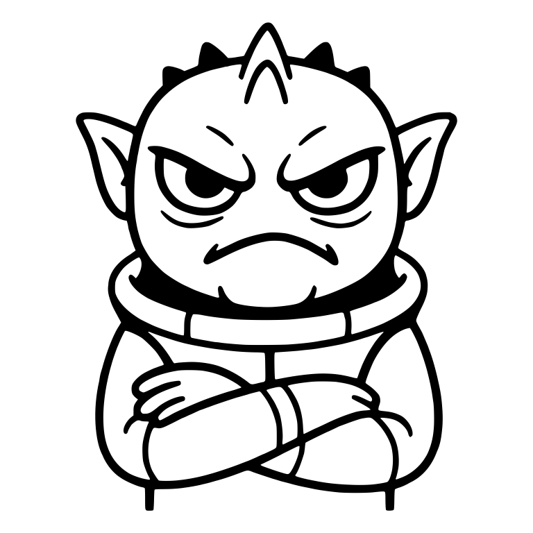 Spiky-Crested Grumpy Alien in High-Collar Jacket — free fantasy-creature SVG cut file