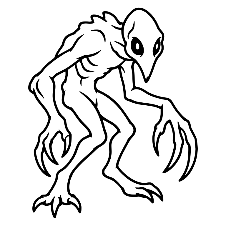Hunched Beaked Cryptid With Long Arms and Curved Claws — free fantasy-creature SVG cut file