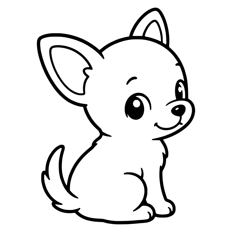 Sitting Chihuahua Puppy in Side View Smiling Sweetly — free animal SVG cut file