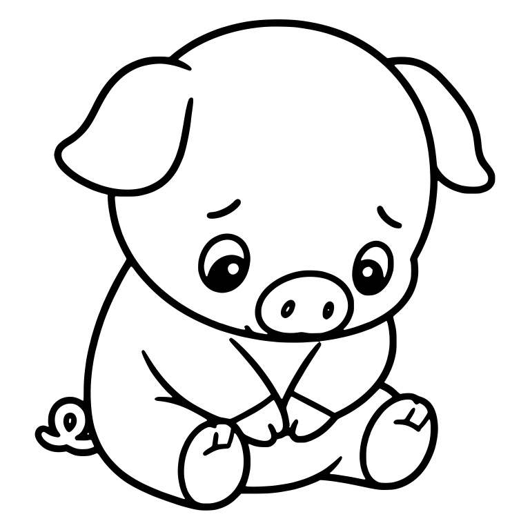 Sad Piglet Sitting With Head Bowed — free animal SVG cut file