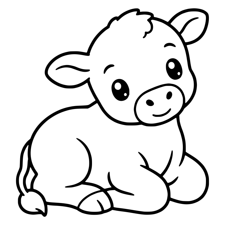 Kawaii Calf Lying Down With Head Tilted — free animal SVG cut file