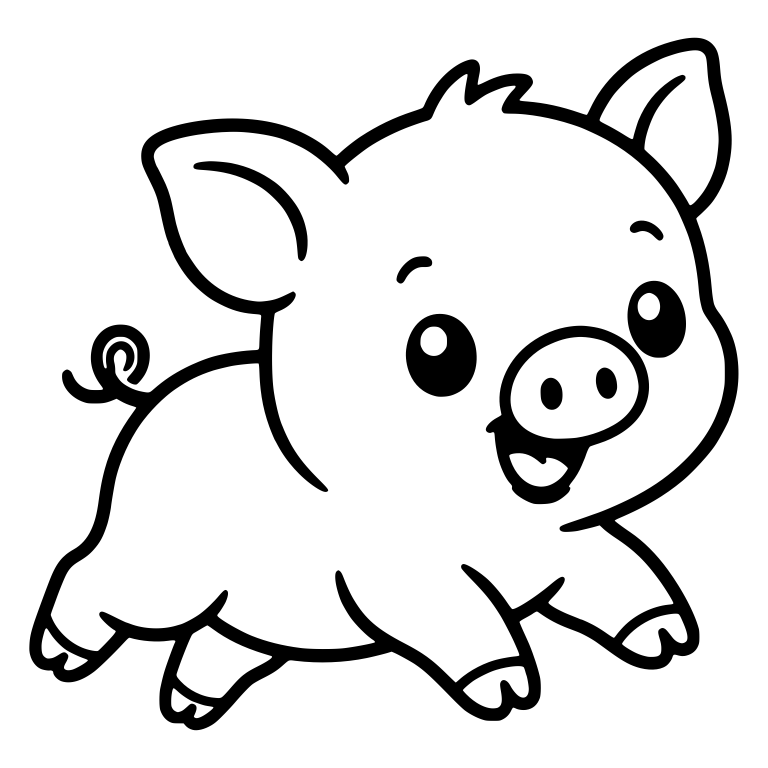 Running Piglet With Hair Tuft and Open-Mouth Smile — free animal SVG cut file