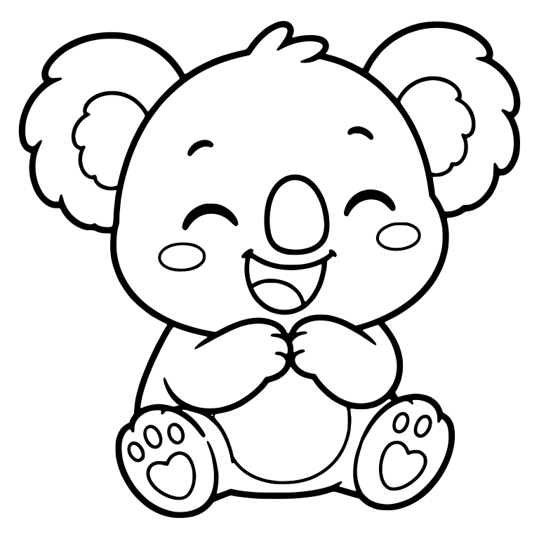 Giggling Koala Sitting With Fists And Heart Foot Pads — free animal SVG cut file