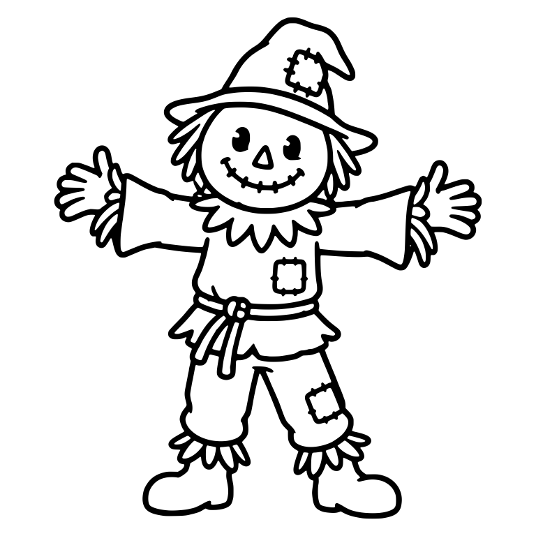 Smiling Scarecrow With Patched Tunic and Rope Belt — free characters SVG cut file