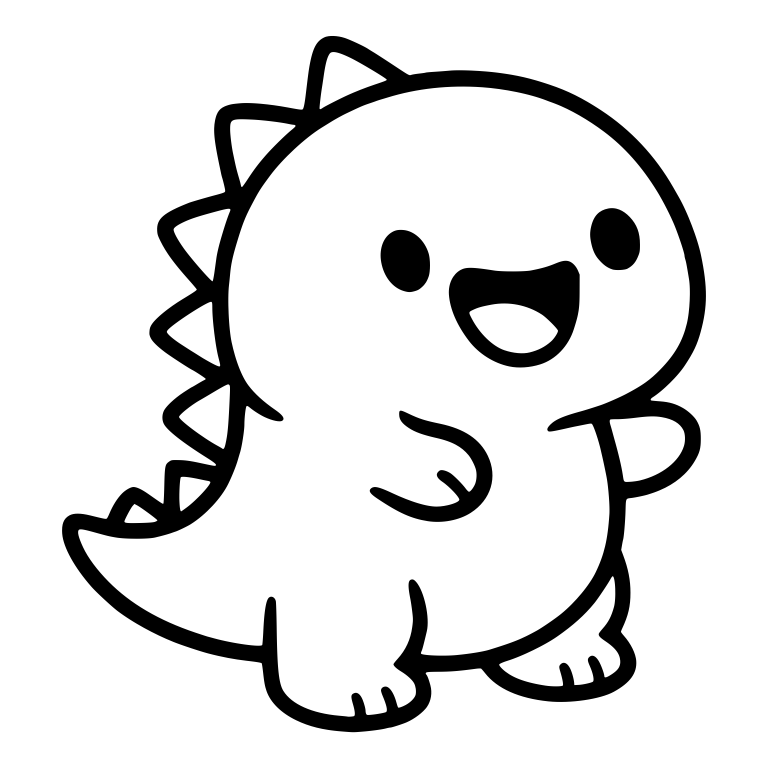 Happy Baby Dinosaur Facing Right With One Arm Raised — free animal SVG cut file