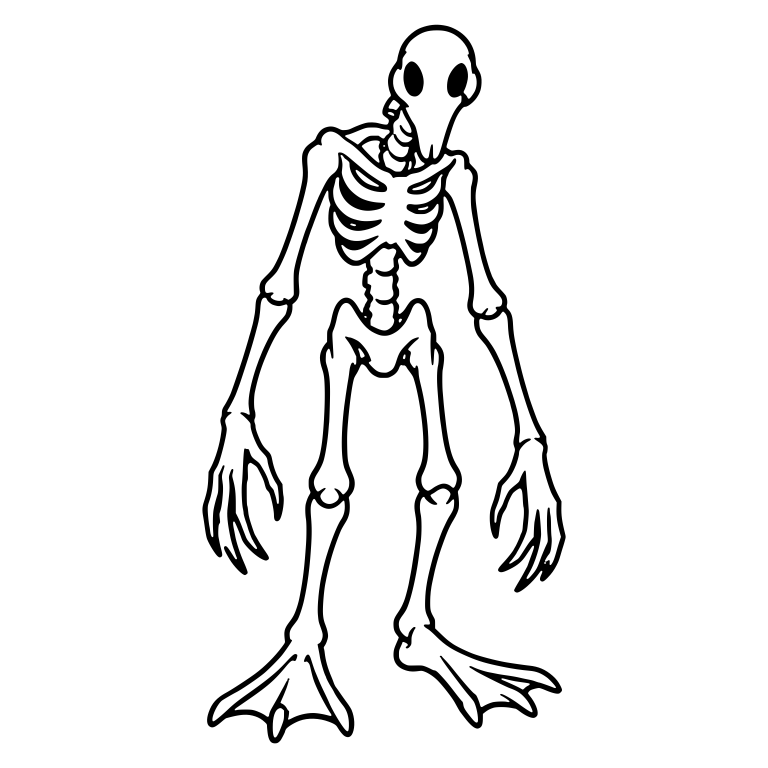Tall Skeleton With Bird Skull and Webbed Feet — free skeleton SVG cut file