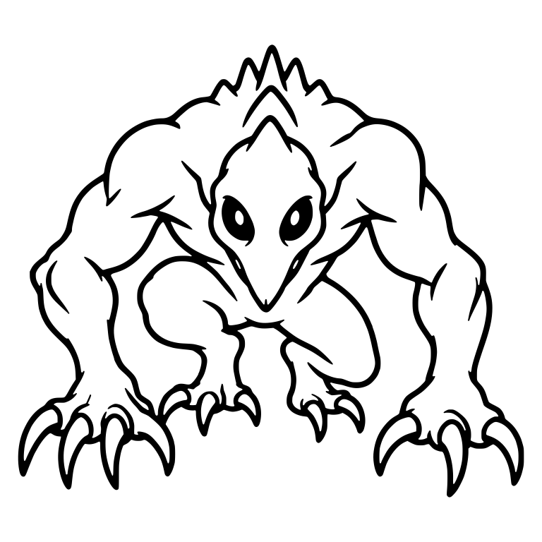 Crouching Muscular Creature With Beaked Face and Spines — free fantasy-creature SVG cut file