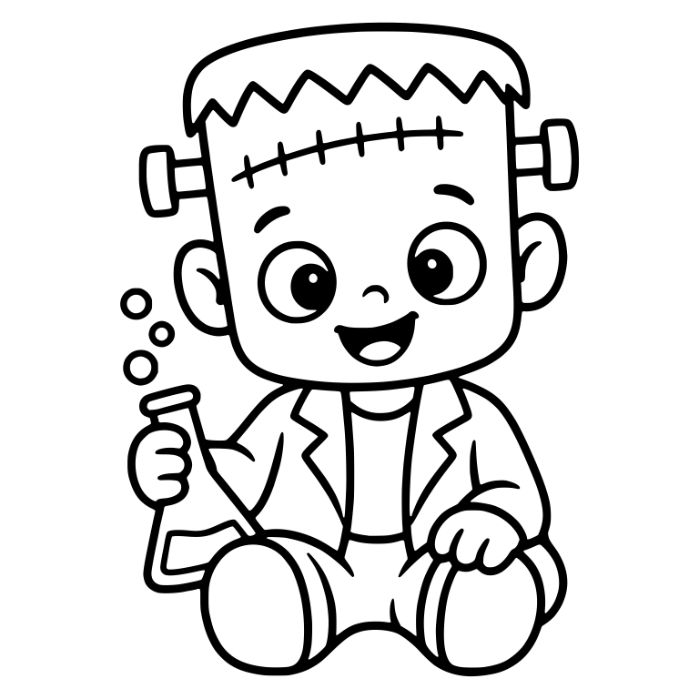 Sitting Frankenstein Monster With Bubbling Test Tube — free fantasy-creature SVG cut file