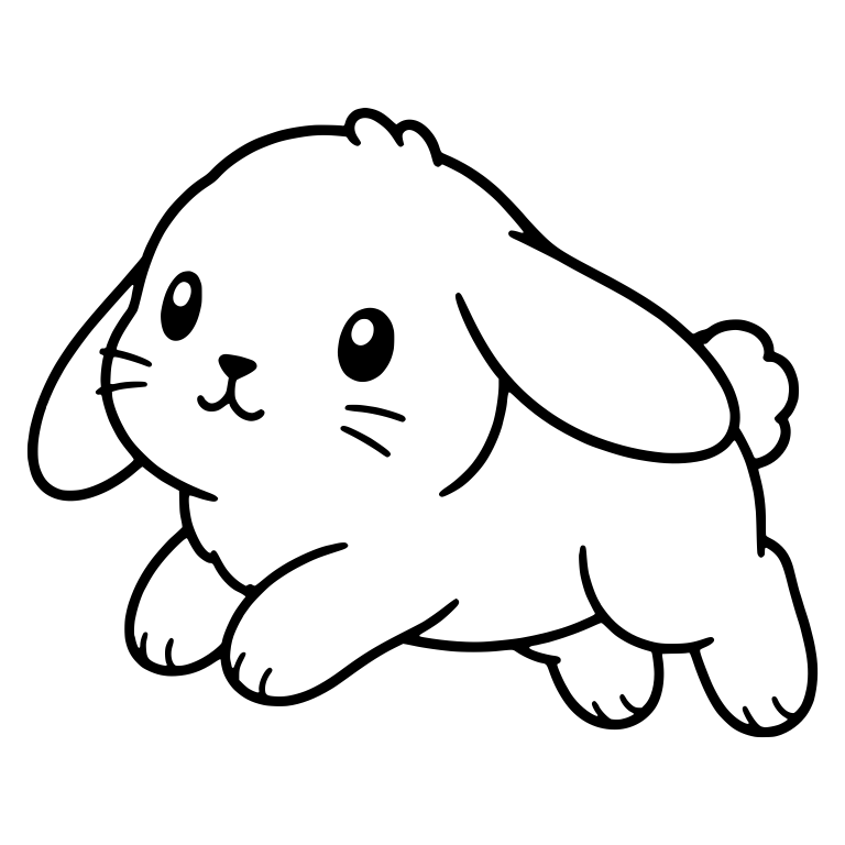 Hopping Mini Lop Bunny With Whiskers and Fluffy Tail — free animal SVG cut file