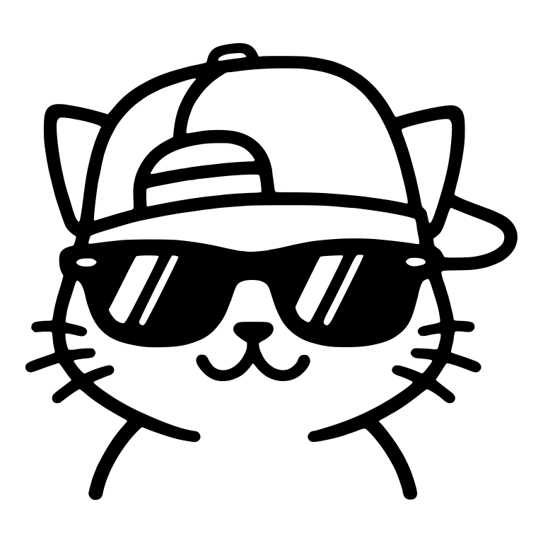 Cat in Backwards Cap and Sunglasses Brim Pointing Right — free animal SVG cut file