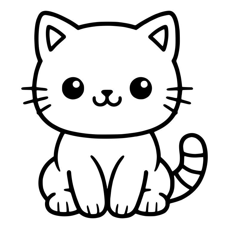 Kawaii Cat With Striped Tail And Shiny Eyes — free animal SVG cut file