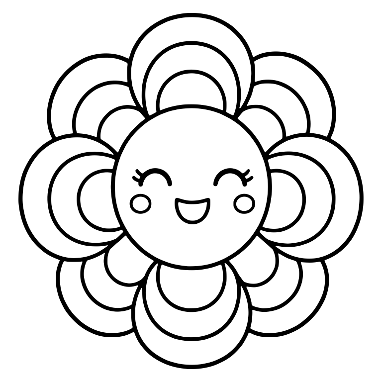 Smiling Layered Petal Flower With Closed Eyes — free floral SVG cut file