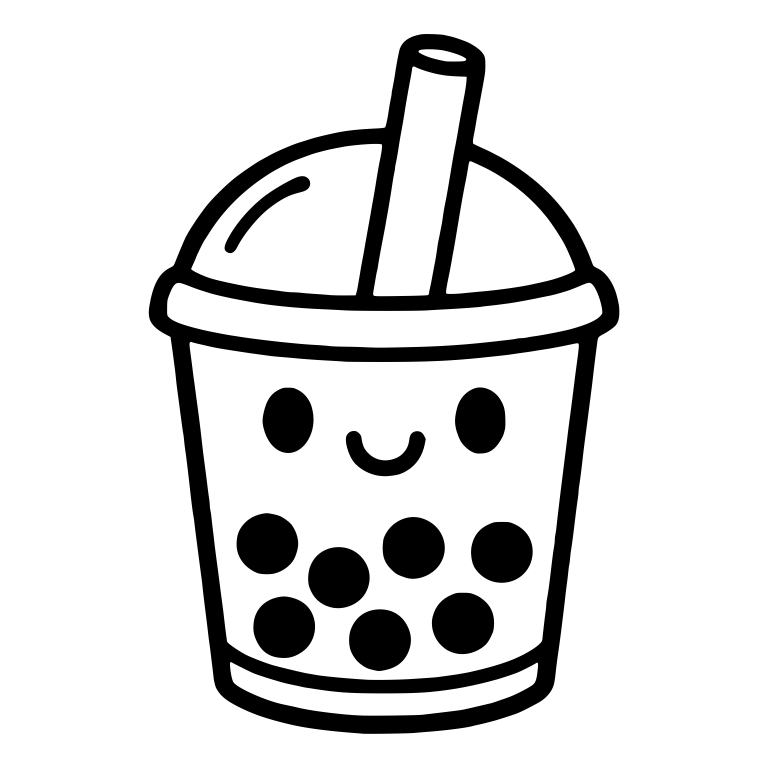 Boba Tea Cup with Oval Eyes and Black Pearls — free food SVG cut file