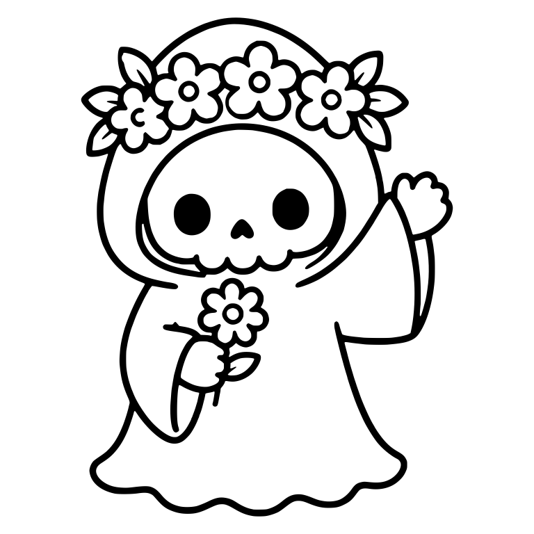 Flower Crown Reaper Waving While Holding a Flower — free characters SVG cut file