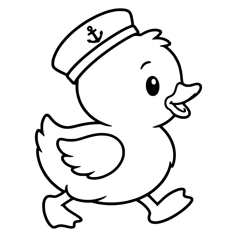 Walking Duckling in Sailor Hat Facing Right — free animal SVG cut file